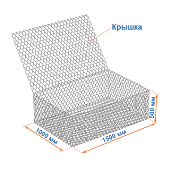 Габион коробчатый ГСИ-К 1,5х1х0,5 оцинкованный, Ø проволоки 2,7мм, размер ячейки 6х8 см фото