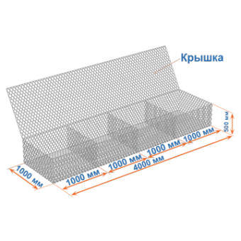 Габион коробчатый ГСИ-К 4х1х0,5 оцинкованный, Ø проволоки 2,4мм, размер ячейки 6х8 см фото